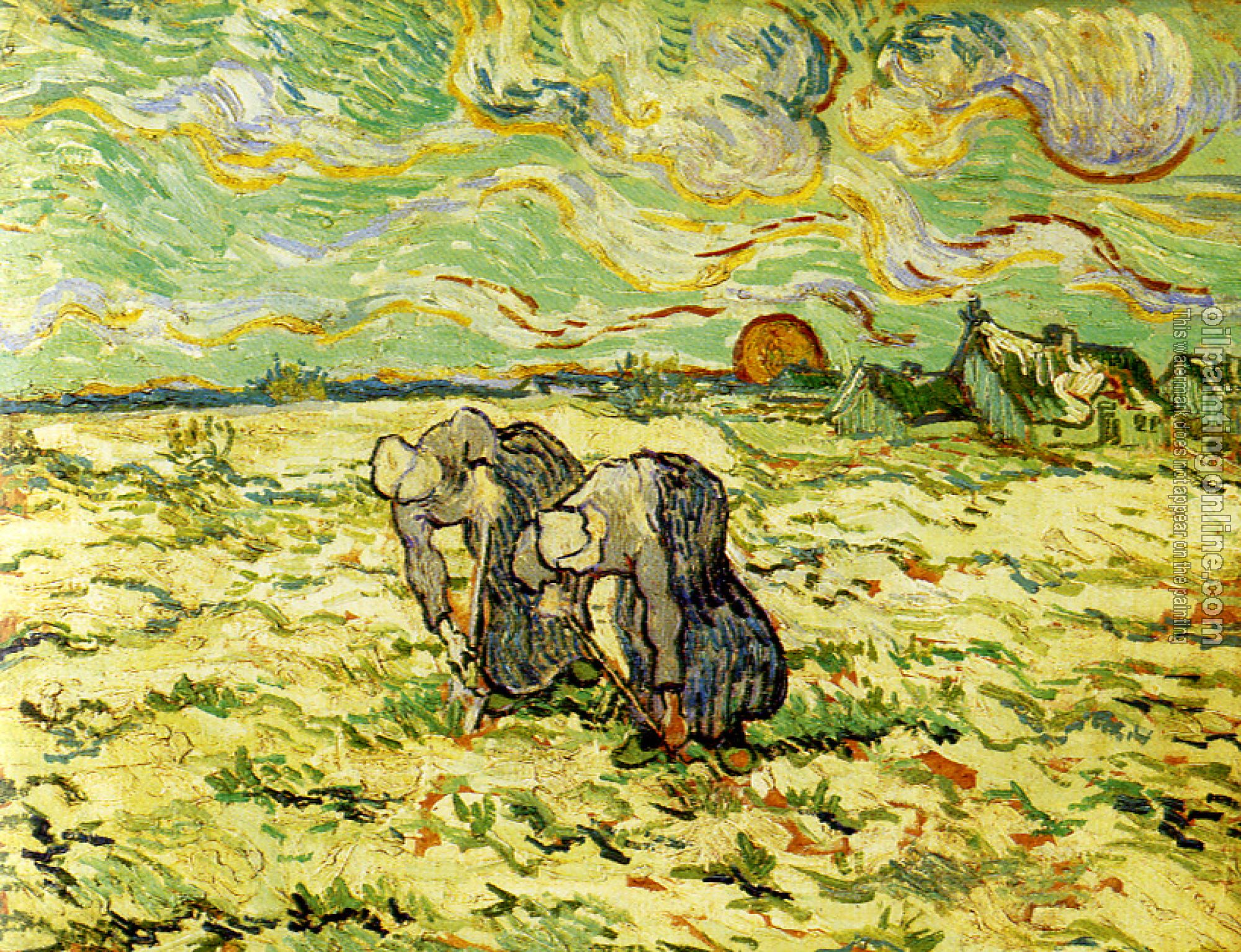 Gogh, Vincent van - Two Peasant Women Digging in a Snow-Covered Field at Sunset